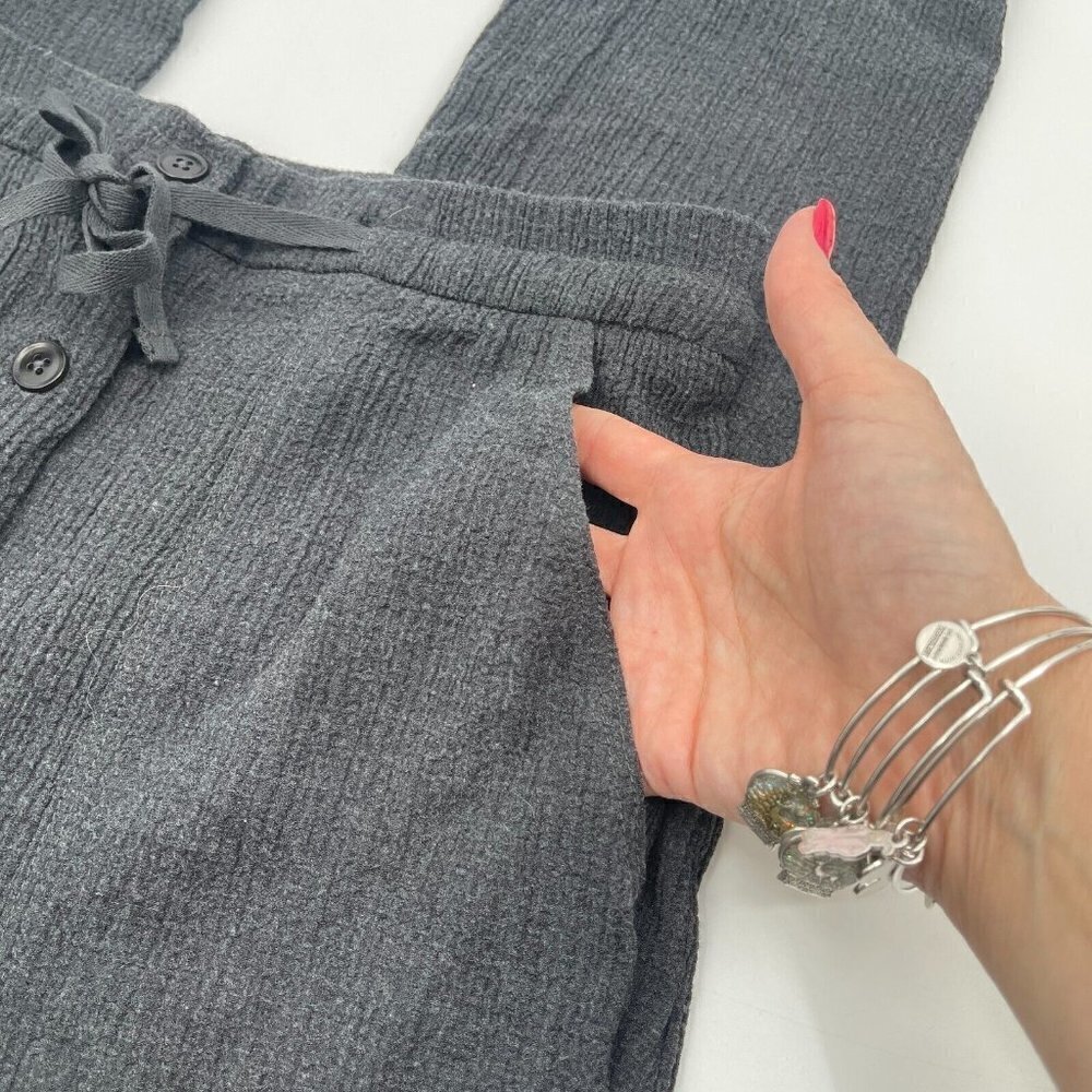 Zara Womens Pants Small Gray Button Drawstring Pull On Casual Stretch Knit Boho - Picture 10 of 16